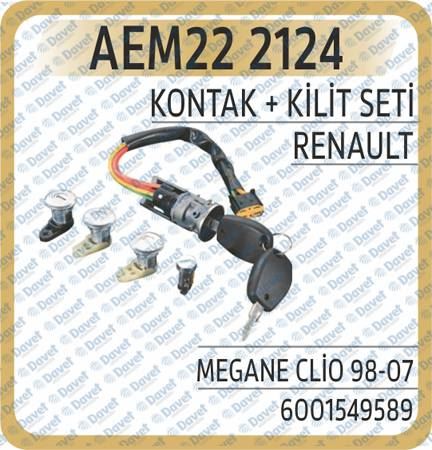 AEM 222124 Kontak + Kilit Seti Megane Clio 98-07